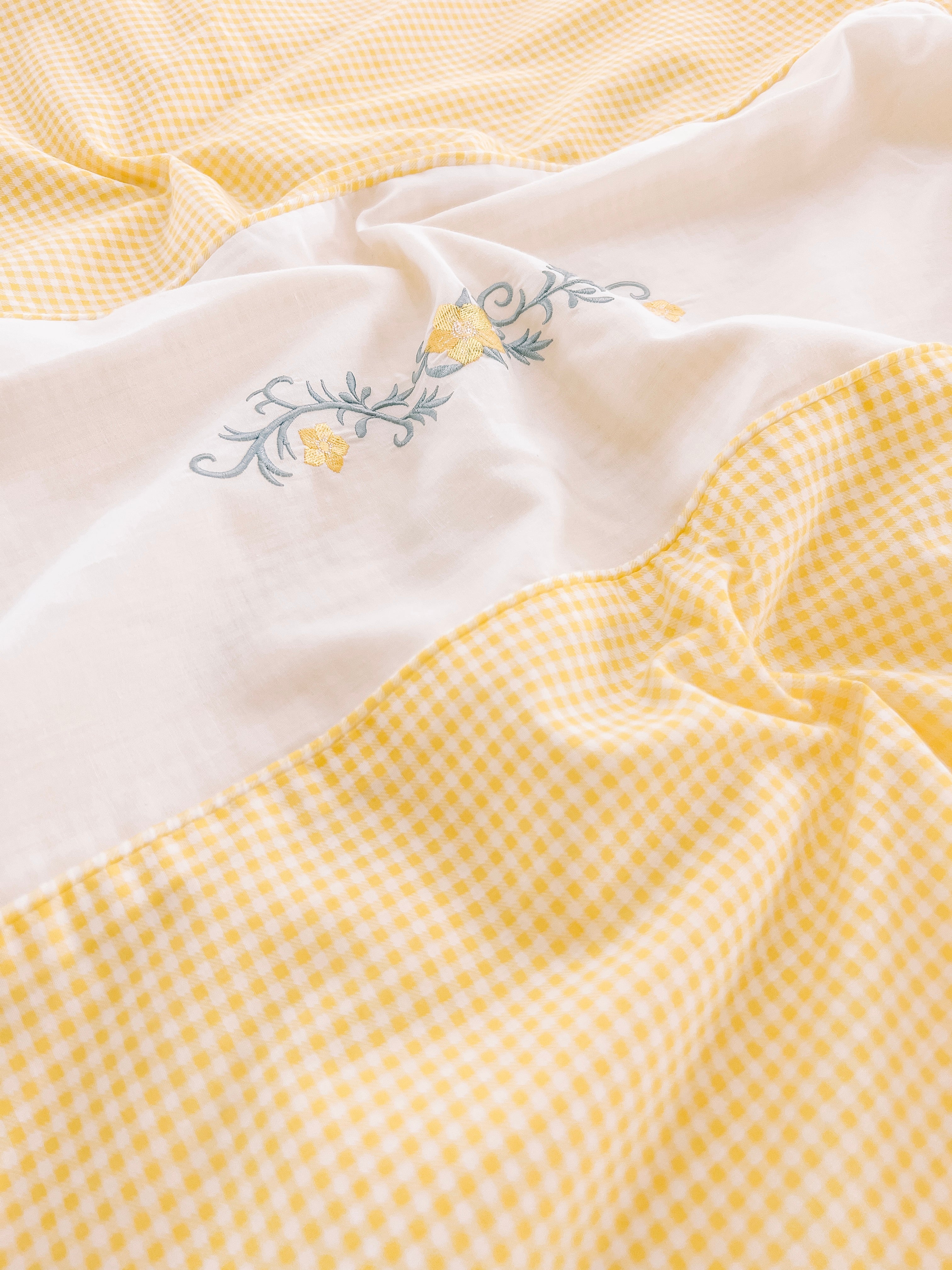 VINTAGE YELLOW GINGHAM & EMBROIDERY